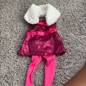 Target Pink Sequin Doll Dress with White Fur Collar